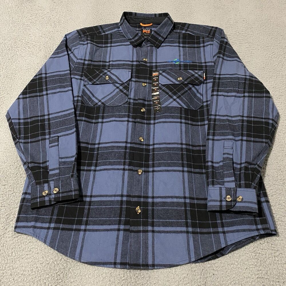 Clorox Company Flannel Shirt Timberland Pro Men XL Blue Plaid Employee Work Wear